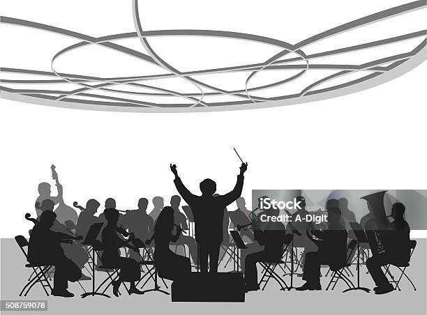 Concert Hall Orchestra Illustration Stock Illustration - Download Image Now - Orchestra, Musical Conductor, In Silhouette