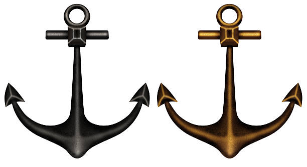 istock Black and bronze anchors on white background 508761080