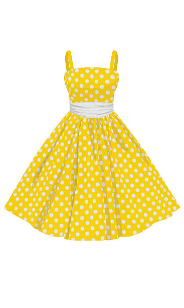 Vector yellow dress with white polka dots Vector yellow dress with white polka dots with straps sundress stock illustrations