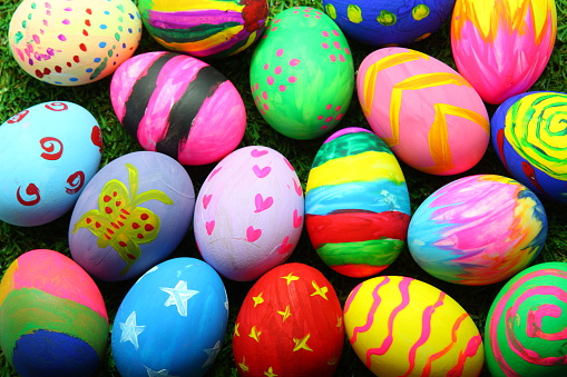 Easter eggs on a table
