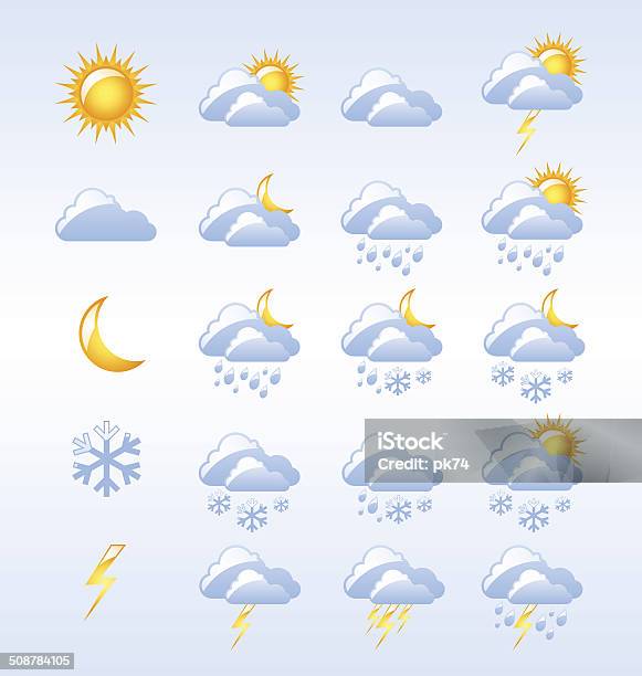 Weather Icons Stock Illustration - Download Image Now - Storm Cloud, Autumn, Blue