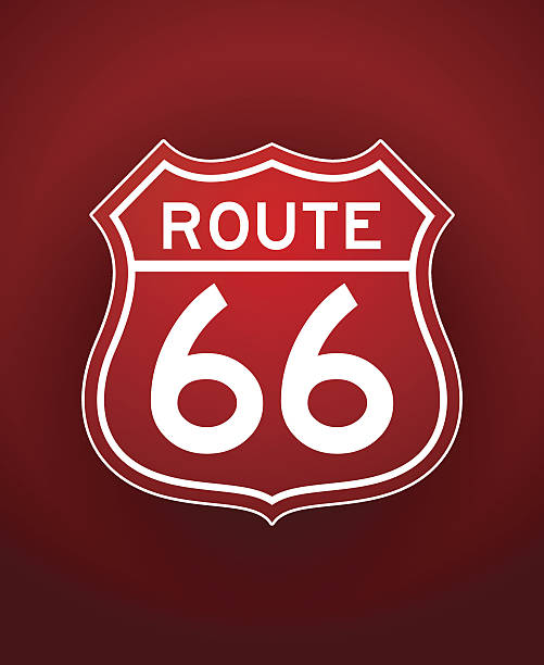 ilustrações de stock, clip art, desenhos animados e ícones de route 66 silhueta vermelha - route 66 illustrations