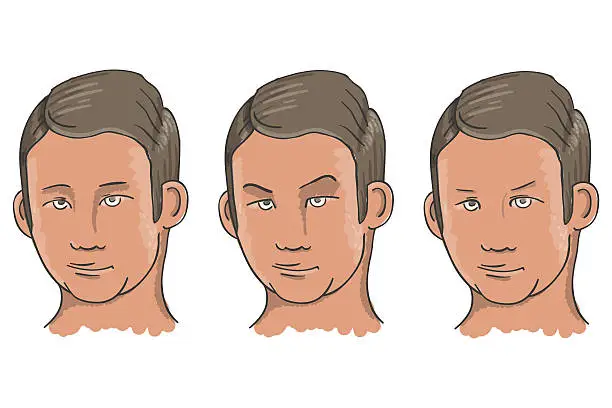Vector illustration of Three Facial Expressions