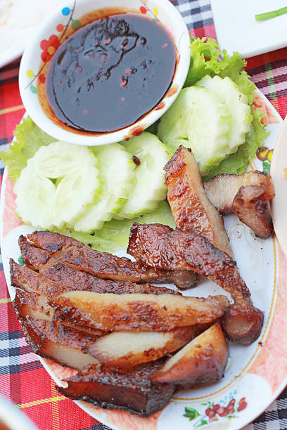 istock Roast pork with sauce on plate. 508785351