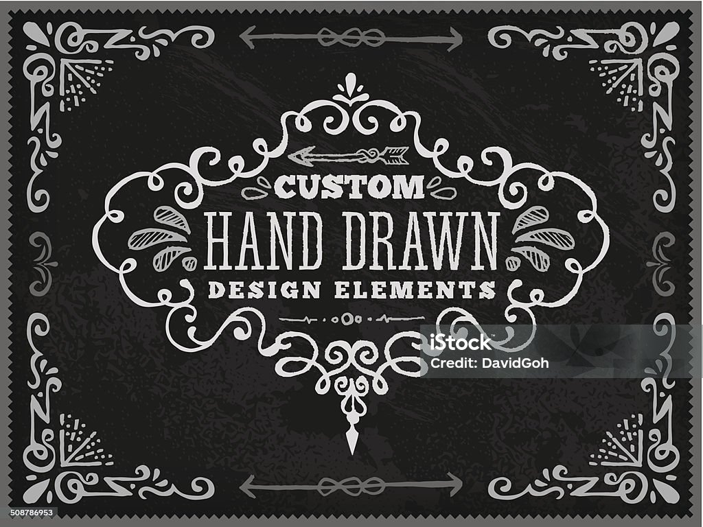 Hand Drawn Chalk Vintage Label A hand drawn chalk vintage label. EPS 10 file, with transparencies, layered & grouped,  Black Color stock vector