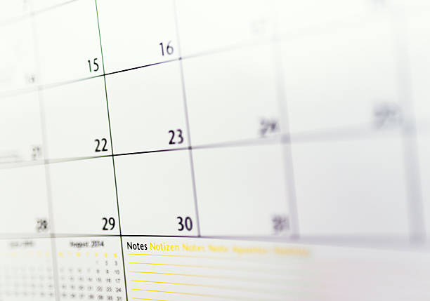 istock Closeup of numbers on calendar page 508787247
