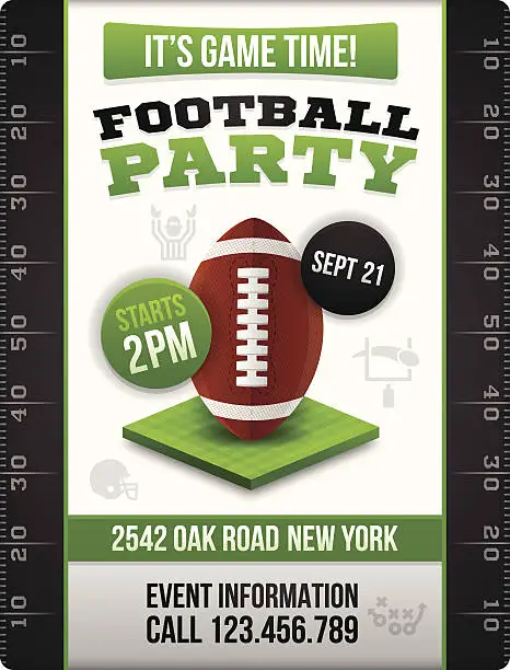 Vector illustration of Football Party Invite Poster