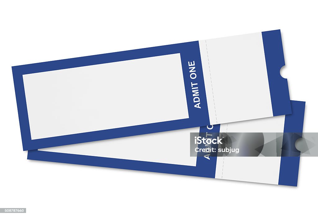 Event Tickets Two Blank event tickets with removable coupon isolated on white (excluding the shadow) Ticket Stock Photo