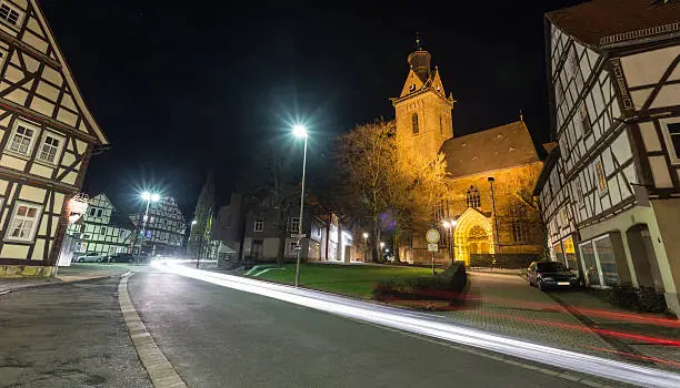 kilians church korbach germany at night