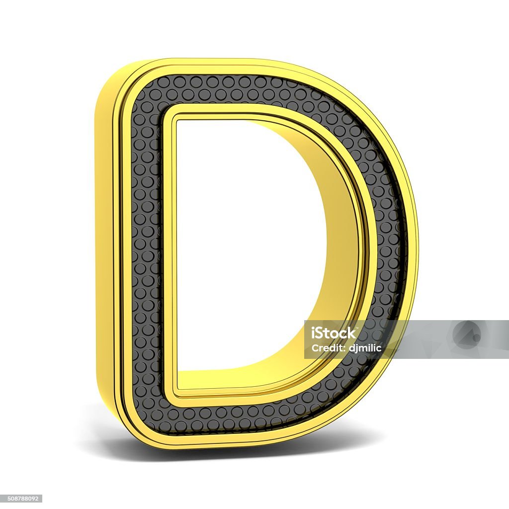 Golden And Black Round Alphabet Letter D 3d Stock Photo - Download ...