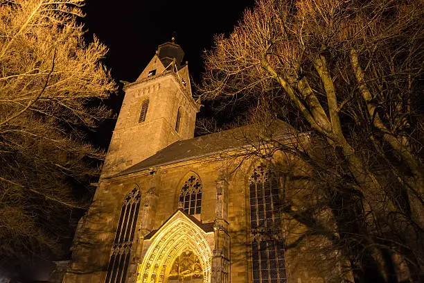 kilians church korbach germany at night