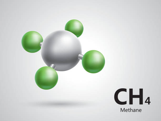 메탄 분자 모델 - structural formula stock illustrations
