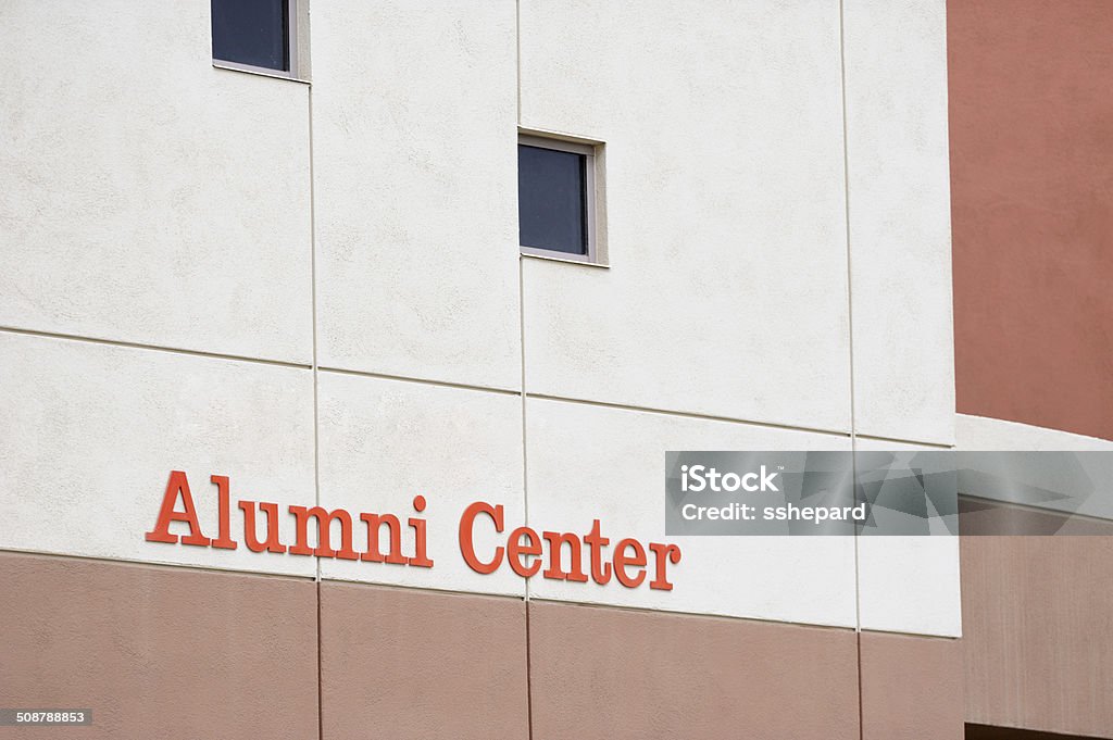 Alumni center Alumni center sign on modern building Alumni Stock Photo