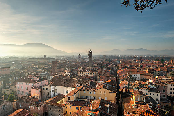 Lucca from above, Tuscany, Italy stock photo