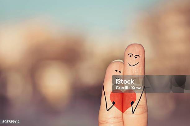 Happy Loving Fingers Holding Red Heart Stock Photo - Download Image Now - Drawing - Activity, Embracing, Human Face