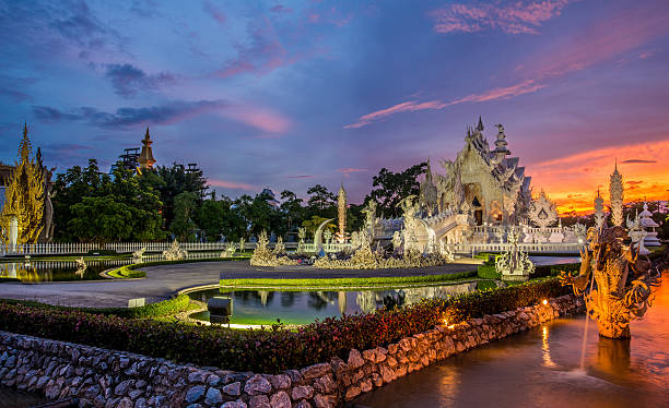 istock The twilight sky of the white temple 508789613