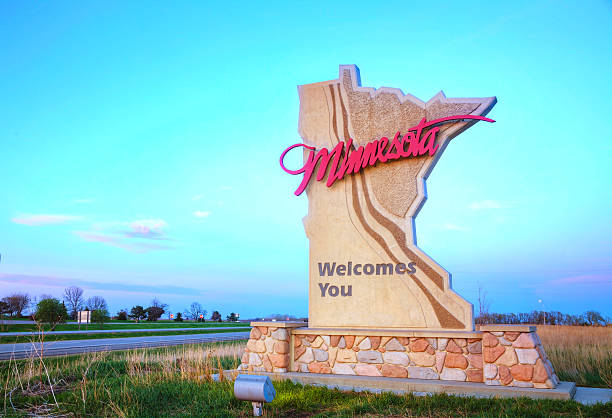 Minnesota welcomes you sign stock photo