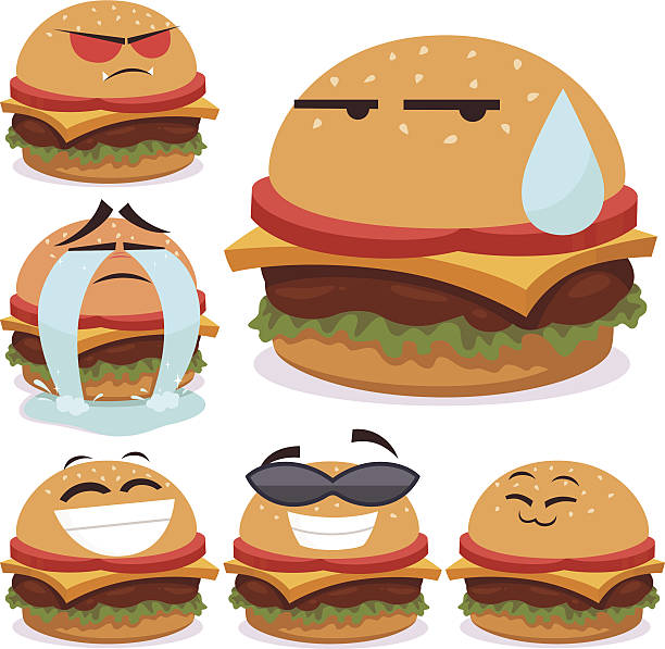 illustrations, cliparts, dessins animés et icônes de hamburger de dessin animé ensemble b - hair bun illustrations