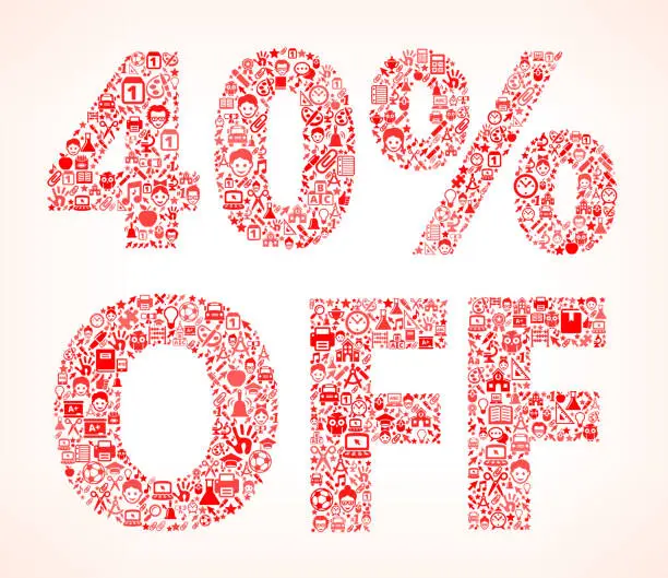 Vector illustration of forty percent off sign icon pattern