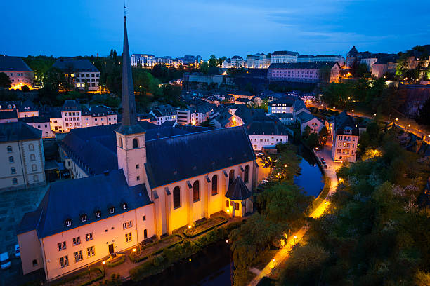 istock Abbey de Neumunster in Luxembourg at night 508791333