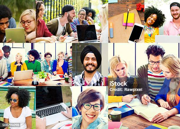 Diversity College Student Digital Devices Teamwork Concept Stock Photo - Download Image Now