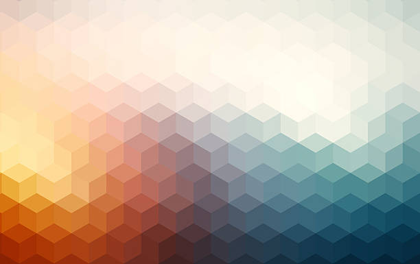 Abstract cubes retro styled colorful background
