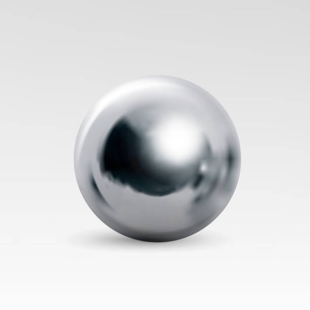 chrome ball realistic isolated on white background - metalik stock illustrations