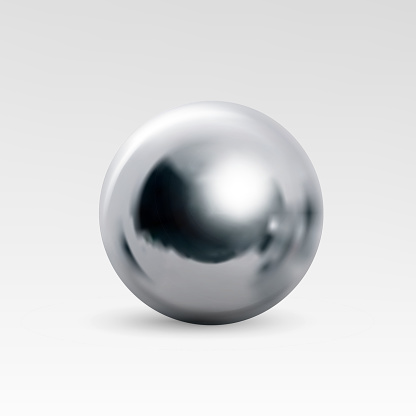Chrome ball realistic isolated on white background. Spherical 3D orb with transparent glares and highlights for decoration. Jewelry gemstone. Vector Illustration for your design and business. 
