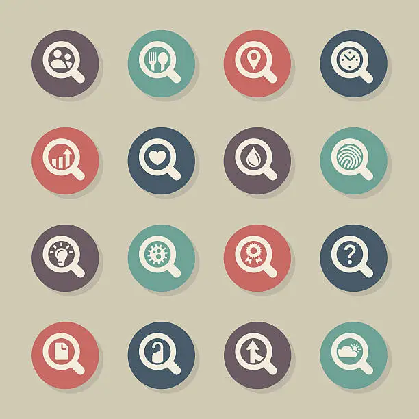 Vector illustration of Search Engine Set 2 Icons - Color Circle Series