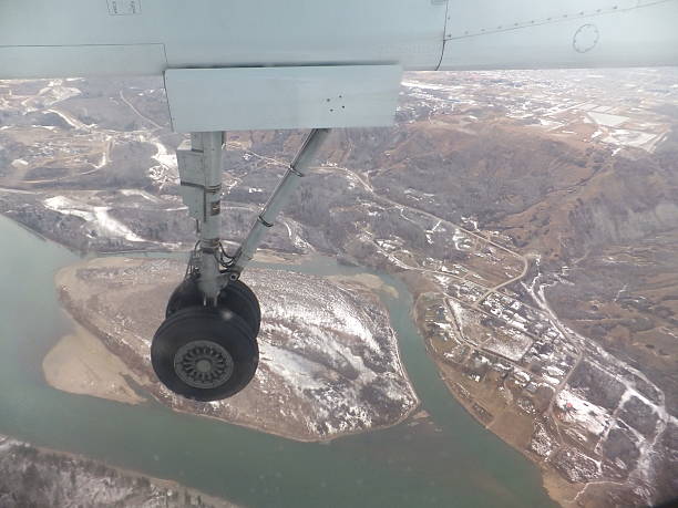istock Airplane landing gear in mid air 508815620