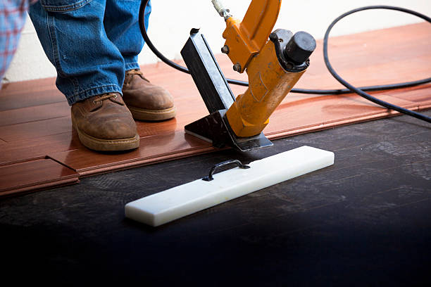 istock Hardwood Floor Installation in Progress 508815952