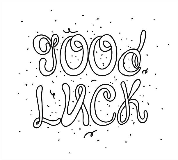 Good Luck Text Drawing Stok Vektör Sanatı & Alfabe'nin Daha Fazla