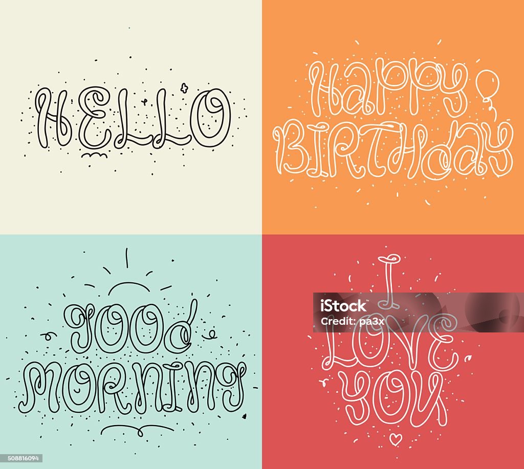 Vetores de Olá Feliz Aniversário Eu Amo Você Bom Dia Conjunto De e mais imagens de Amor - iStock Vetores de Olá Feliz Aniversário Eu Amo Você Bom Dia Conjunto De e mais imagens de Amor - iStock