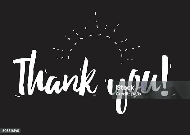 Thank You Inscription Greeting Card With Calligraphy Hand Drawn Design Stock Illustration - Download Image Now