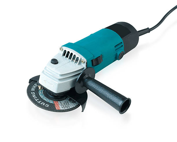 Grinder machine with cutting wheel isolated Grinder machine with cutting wheel isolated on white background worker with grinding machine power tool in factory stock pictures, royalty-free photos & images