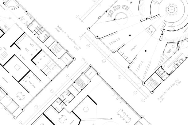 Abstract architecture floor plan, with space for texting Abstract architecture floor plan, with space for texting architecture project stock pictures, royalty-free photos & images