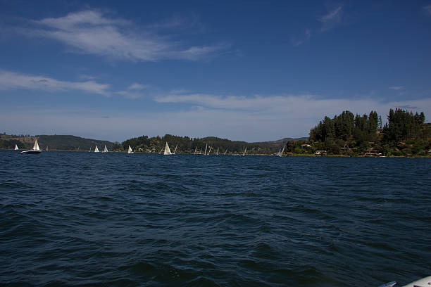 istock sailing dinghy, lake life in vichuquen chile 508818657
