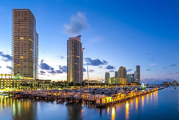 istock Miami south beach street view with water reflections 508819335