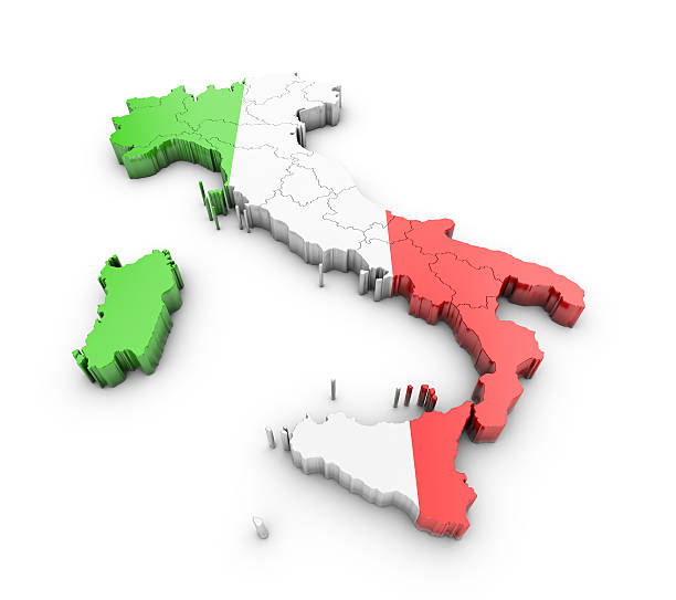 Map of Italy on a grey background.