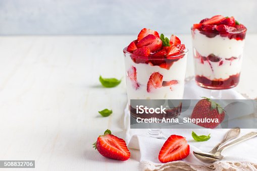 istock dessert with fresh strawberry,  cream cheese and strawberry  jam 508832706