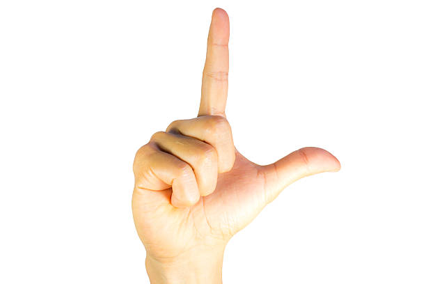 doigt orthographe l'alphabet de la langue des signes américaine (asl) - letter l human hand human finger human thumb photos et images de collection