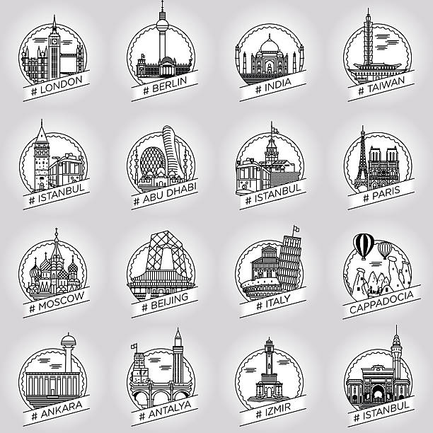 istock vector line city and country historical building badge set 508836106