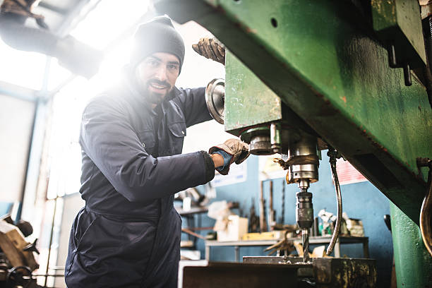 istock industrial engineer at the lathe machine 508836442