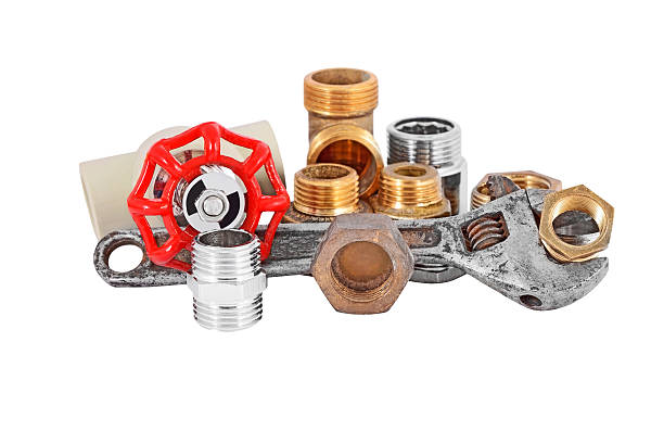 istock Plumbing pipe, valve and wrench 508840372