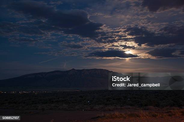 Moon Rise Over Mountains Stock Photo - Download Image Now - Sandia Mountains, Night, Beauty