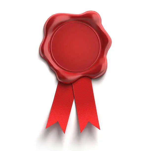 blank wax seal with red ribbon