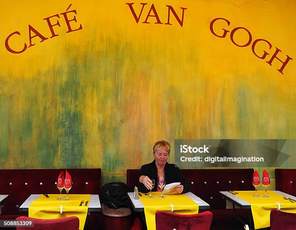 Café Van Gogh Arles Stock Photo - Download Image Now - Cafe, Adult, Arles