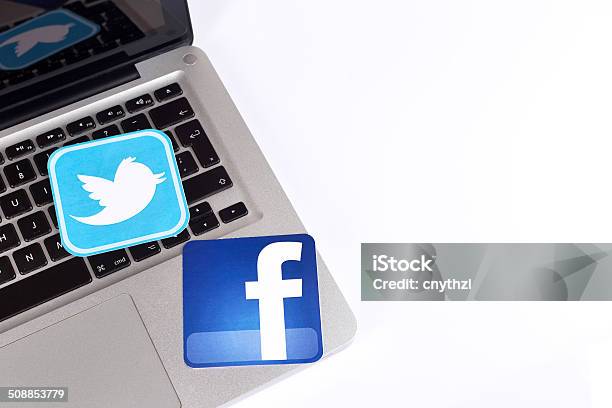 Social Media Logosicons On Macbook Pro Keyboard Stock Photo - Download Image Now - Big Tech, Billboard Posting, Brand Name Online Messaging Platform