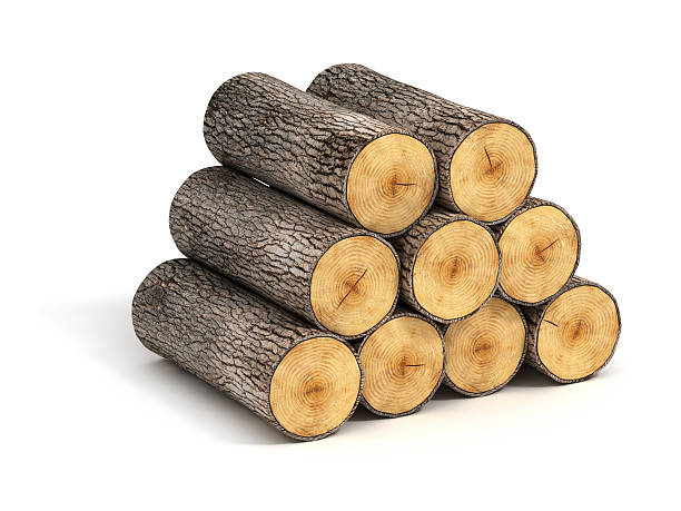 stack of firewood logs on white background stack of firewood logs on white background woodpile stock pictures, royalty-free photos & images