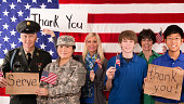 Military:  Group of people show appreciation for American veterans.